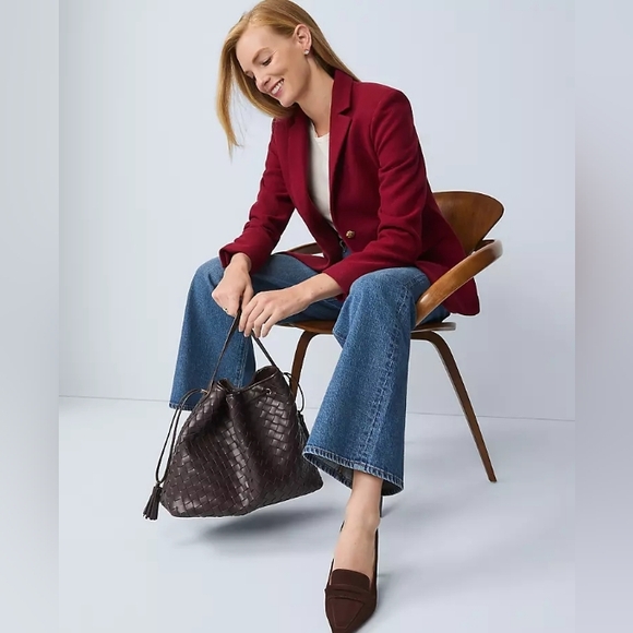 Ann Taylor The Greenwich Blazer in Cherry Pie Cool Red 14 - Picture 4 of 5